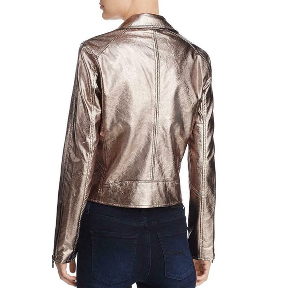 NWT BLANK NYC Bronze Metallic Faux Leather Jacket - Picture 2 of 9